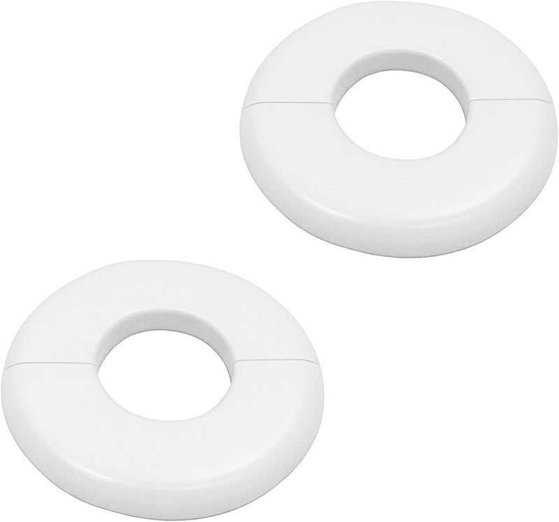 CAcoverVA 2 Pack Wall Split Flange for 1.3 Inch/33mm OD Pipe ABS Escutcheon Plate Self-Adhesive Round Plumbing Cover Plates for Water Pipe Faucet Decoration, White - Image 1